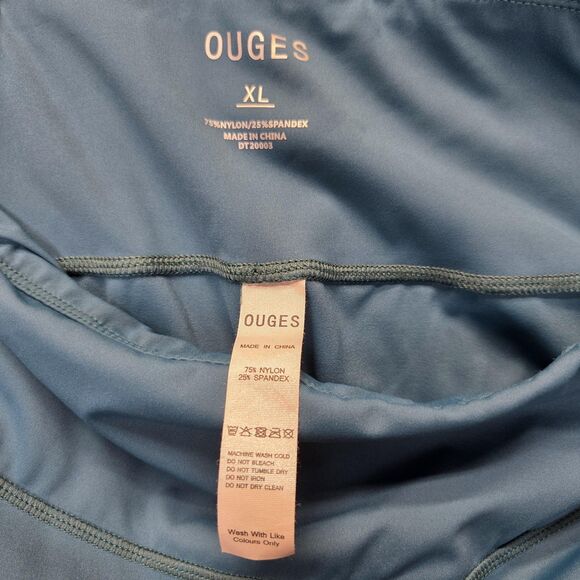 OUGES Leggings Womens XL Blue High Waisted Yoga Athletic Pants Pockets DT28003 - Picture 3 of 7
